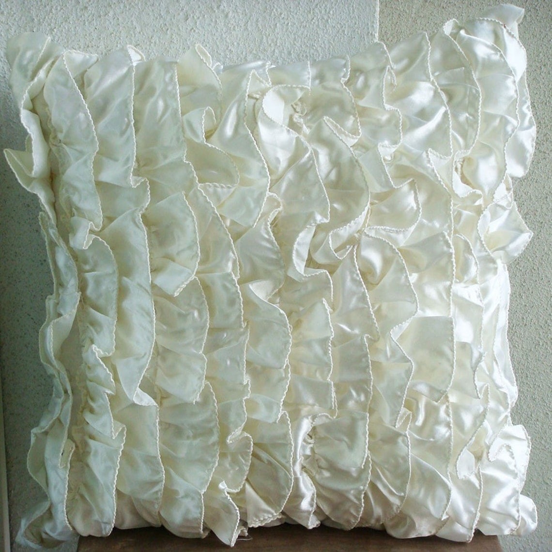 Ivory Square Satin Throw Pillow Cover Pack of 2 18x18 inch A49198