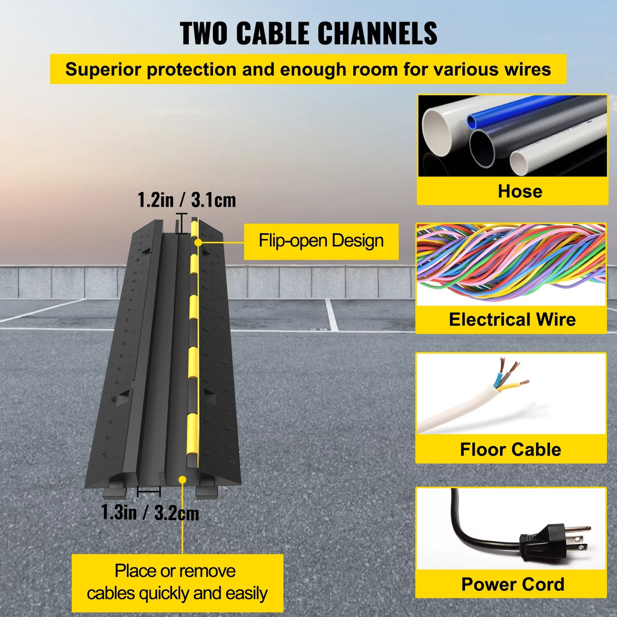 2 Channel 2 Pack Rubber Cable Protector Ramp K617035