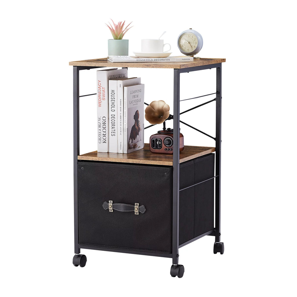 Brown 1 Drawer Mobile File Cabinet O966
