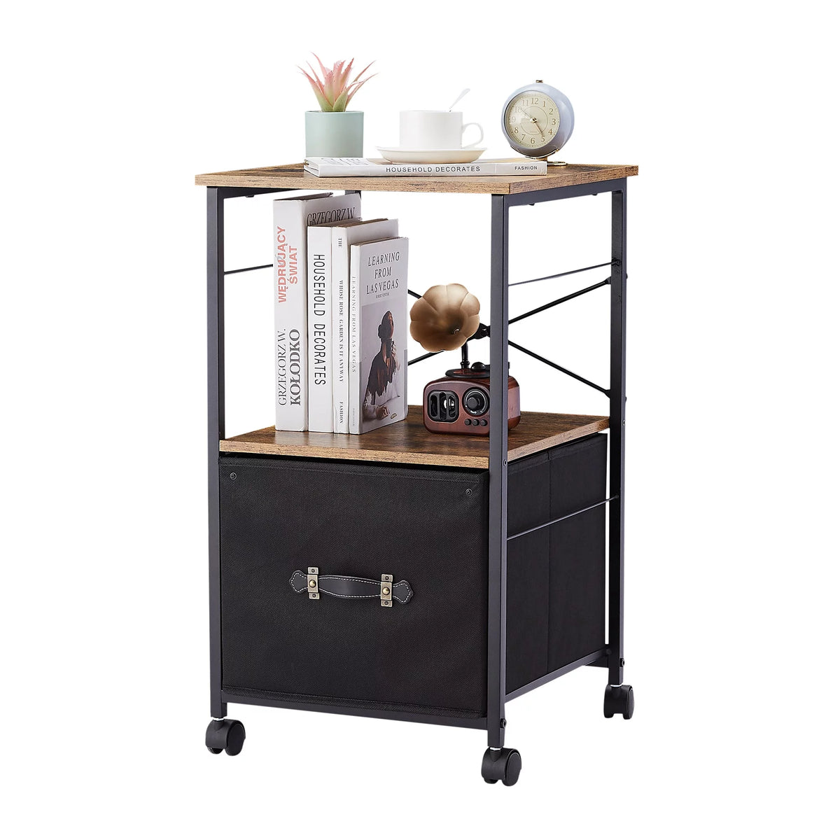 Brown 1 Drawer Mobile File Cabinet O966