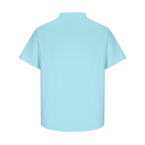 Cotton Linen Short Sleeve Henley Shirts S2966