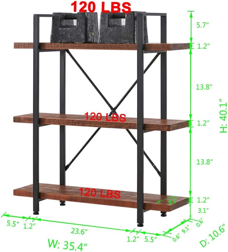 Solid Wood 3 Tier Bookshelf V59826