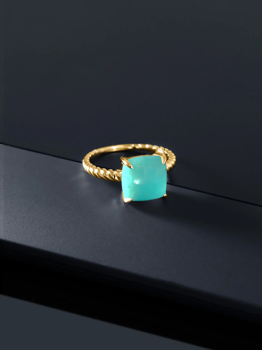 18K Yellow Gold Plated Silver Sleeping Beauty Turquoise Ring C277
