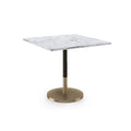 White Faux Marble Square Restaurant Table with Bronze Base U3201