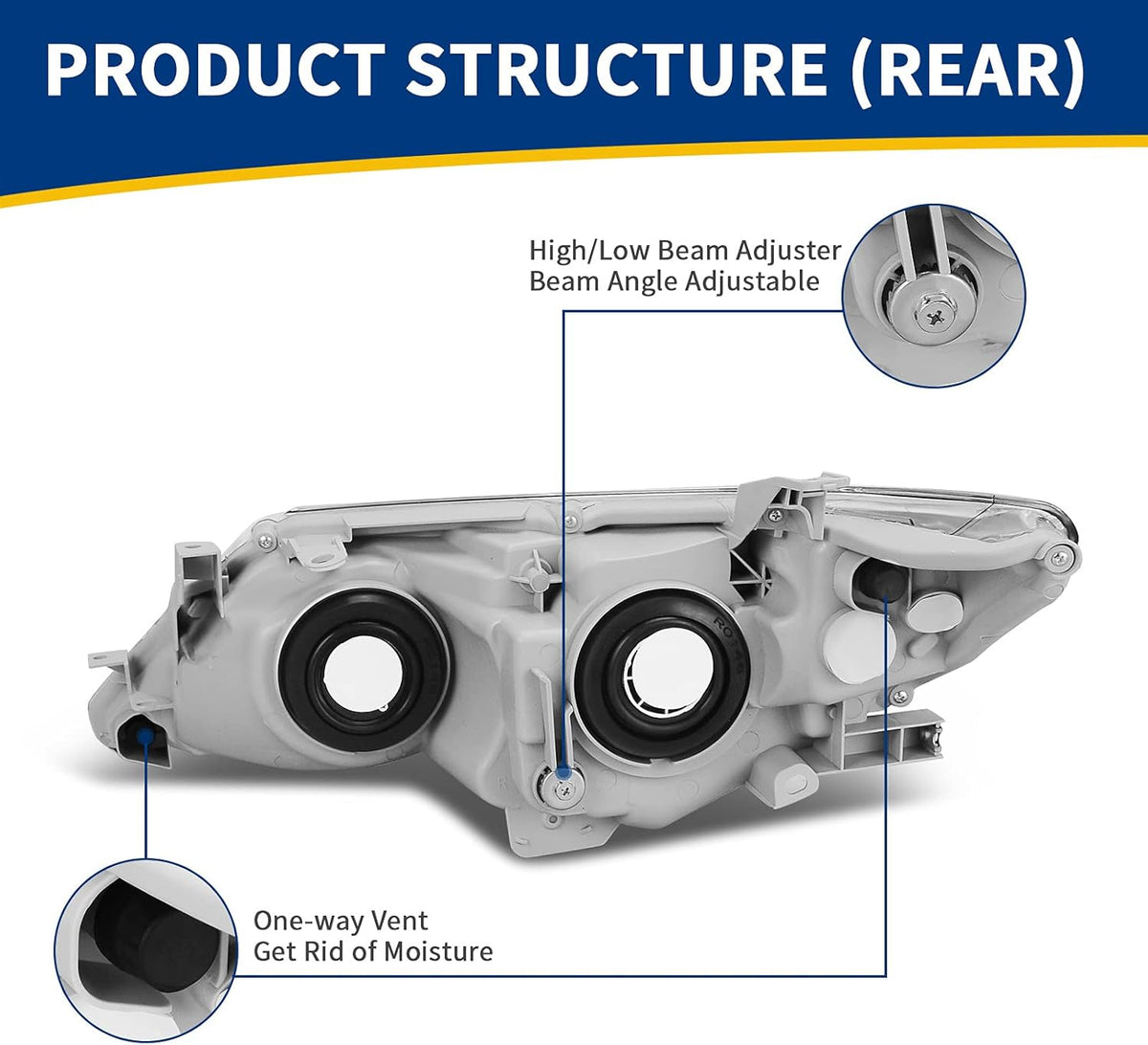 Headlight Assembly with Chrome Housing Clear Lens U3102