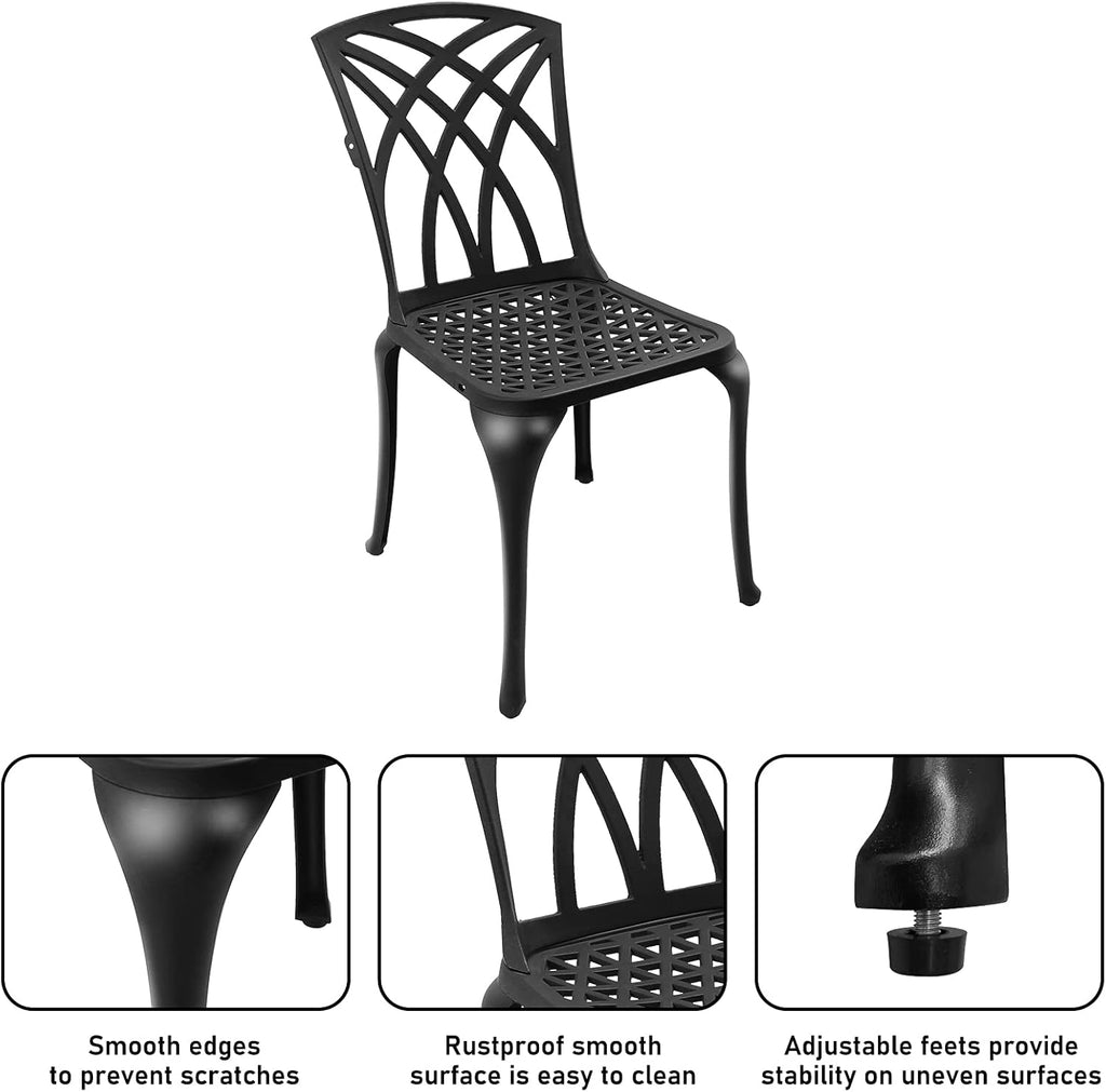 Black Cast Aluminum Outdoor Dining Arm Chairs, Set of 4 Q834627