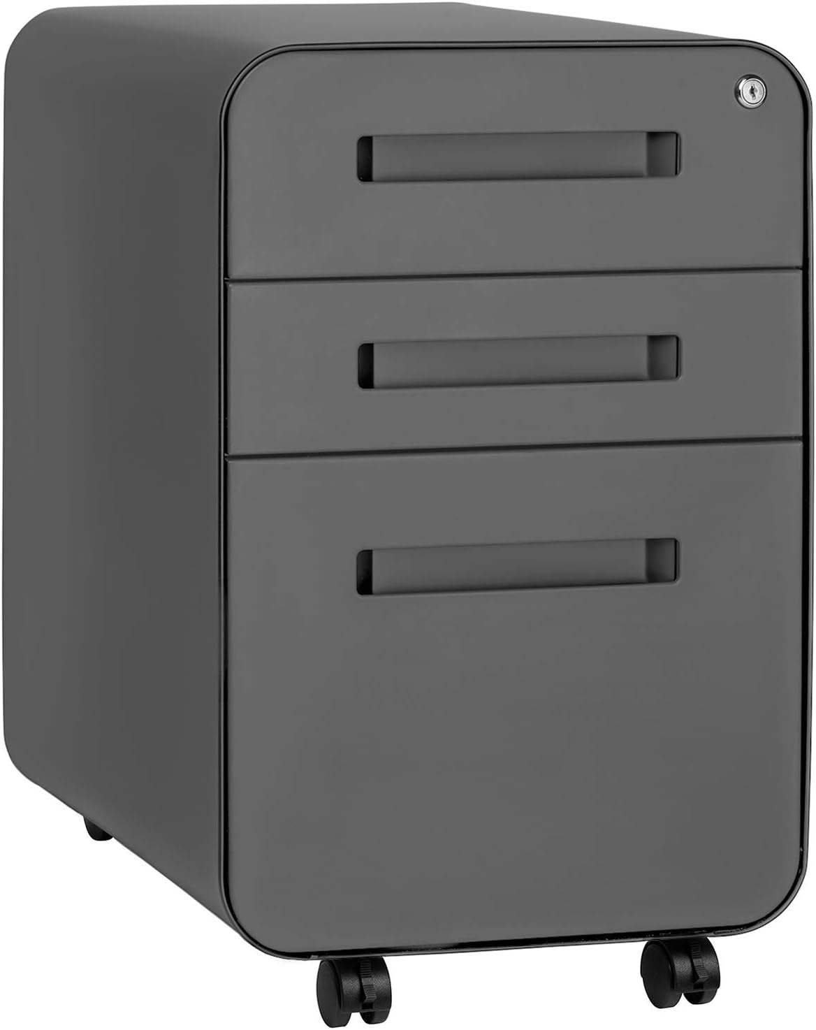 3-Drawer Mobile File Cabinet Orange Faceplate I9747