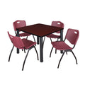 36" Square Breakroom Table & 4 Stack Chairs C6279