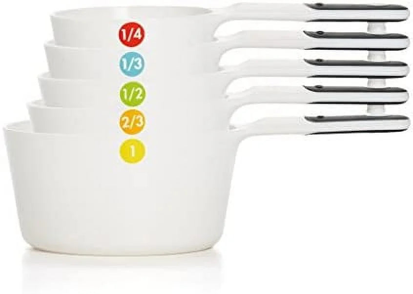 6-Piece Plastic Measuring Cups White 5 Count D4468