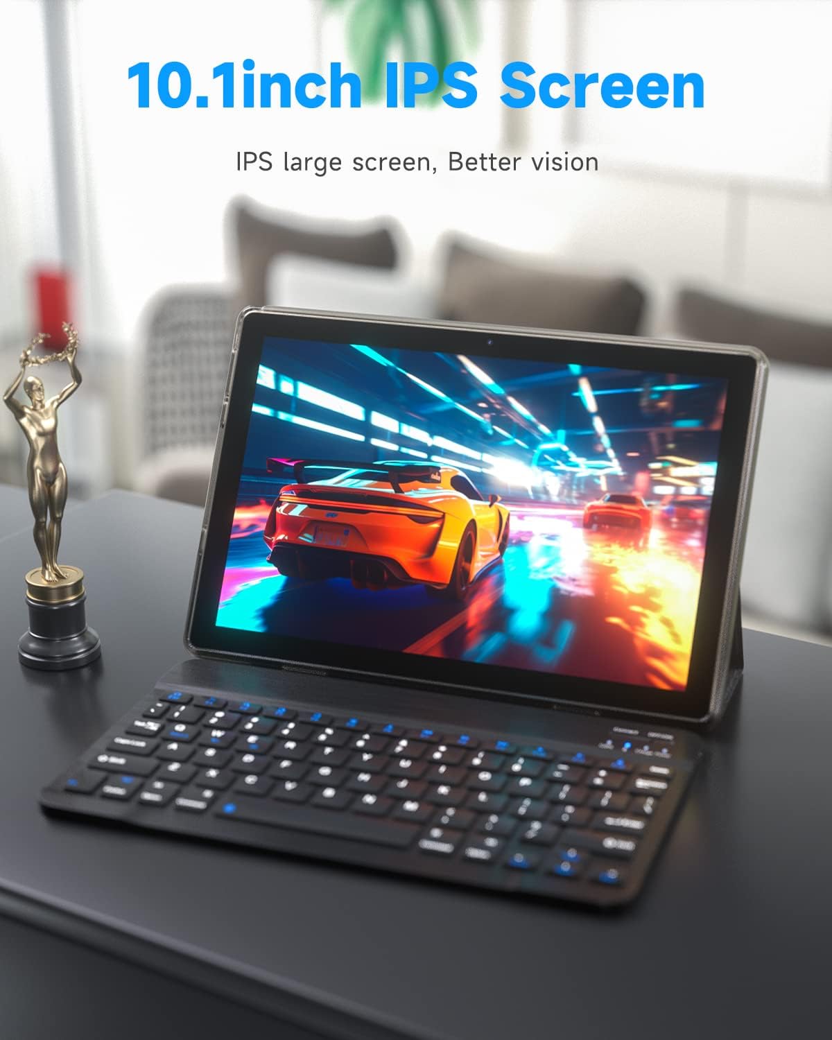 Black 10.1 Inch Android Tablet with Keyboard T859424