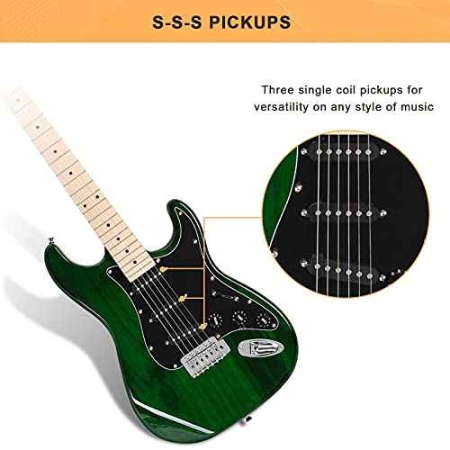 Full Size Electric Guitar with 20W Amp and Accessories Pack Guitar Bag (Blue) Q710609