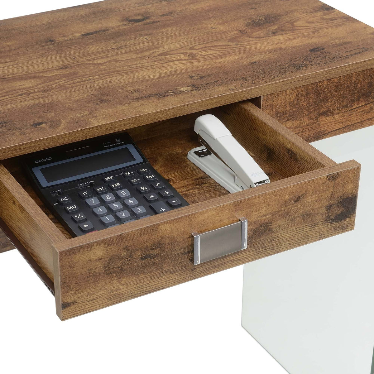36 in. Glass Desk Gray Marble L2624