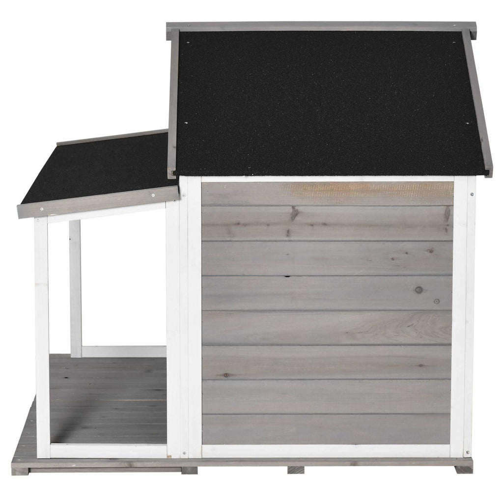 Wooden Raised Dog House with Asphalt Roof W9696