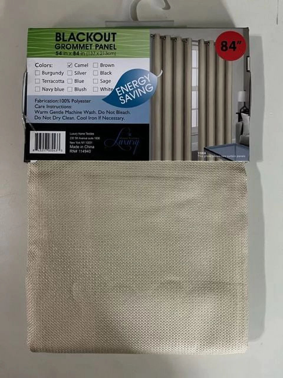 Set of 2 Blackout Thermal Lined Grommet Top Curtain Panels 84 Long Z2309