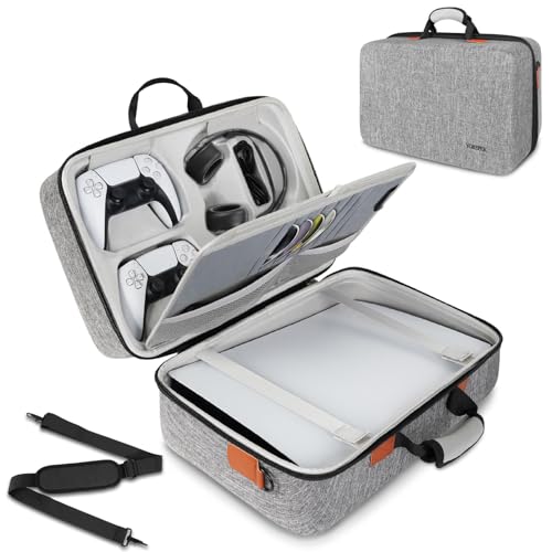 Grey Hard Shell Carrying Case for Console, Controllers, Headset and Gaming Accessories O9128