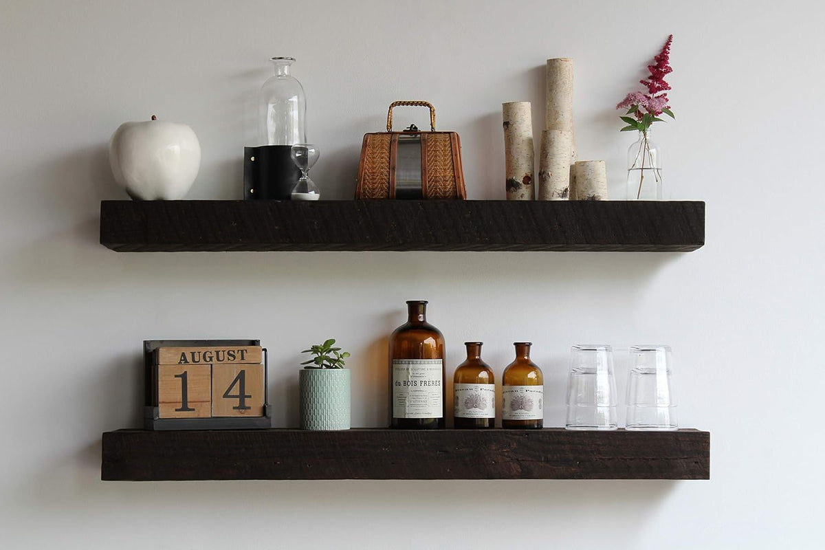 Reclaimed Wood Floating Shelves Set of Two D6461