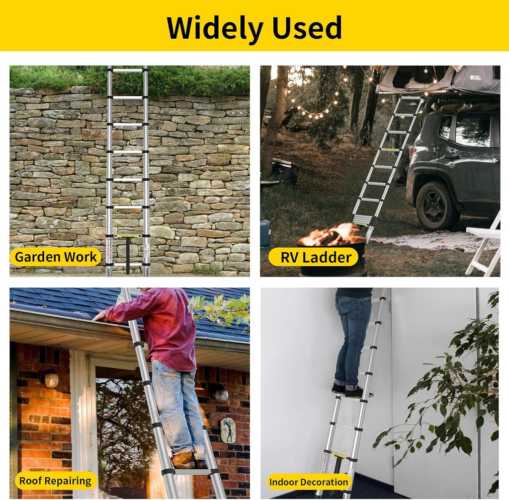 Telescoping Ladder 12.5ft, Aluminum Collapsible, Heavy Duty 330lbs, Non-Slip B89863