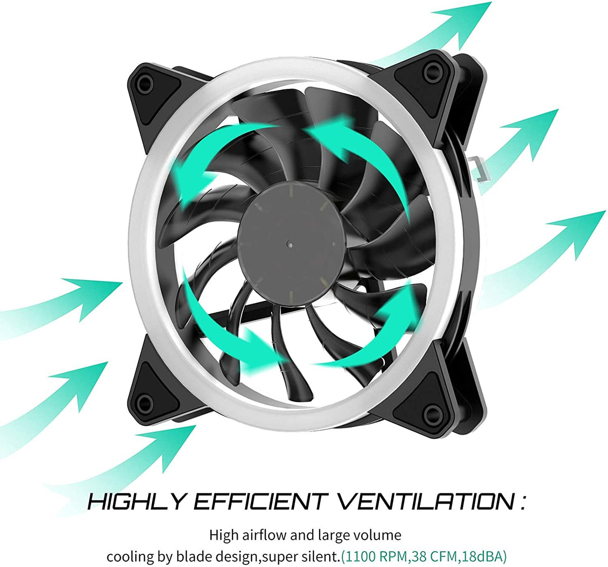 120mm RGB Computer Cooling PC Case Fan 3-Pack Black N3196
