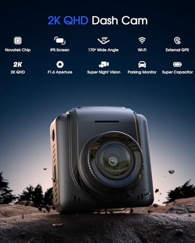 Mini Dash Cam with WiFi, 2K, WDR Night Vision, Parking Monitor U2864
