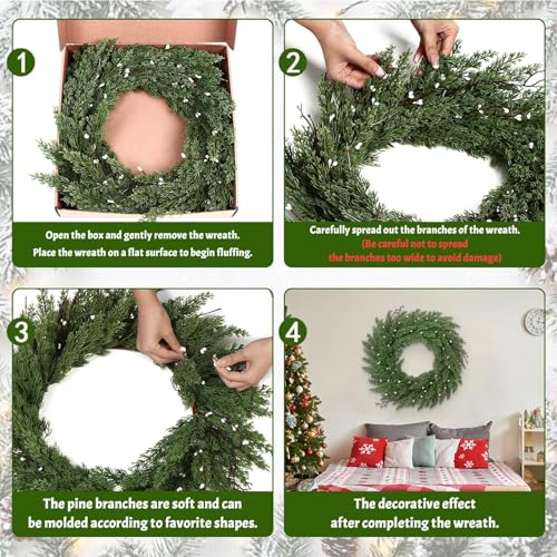22 Inch Green Artificial Christmas Wreath P49893