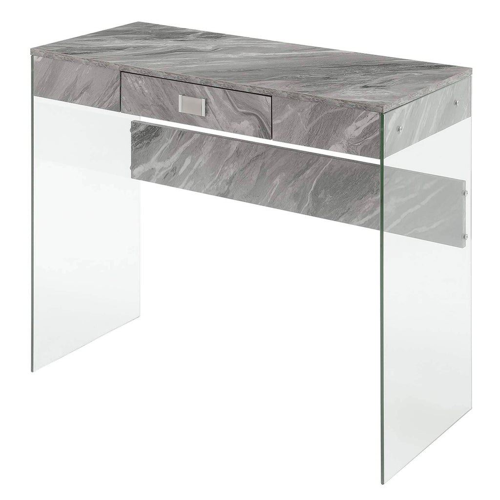 36 in. Glass Desk Gray Marble L2624