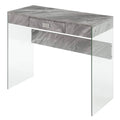 36 in. Glass Desk Gray Marble L2624