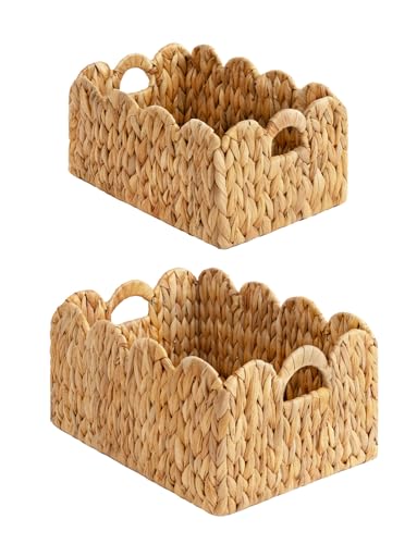 Scalloped Wicker Basket with Handles, Set of 2 L436209