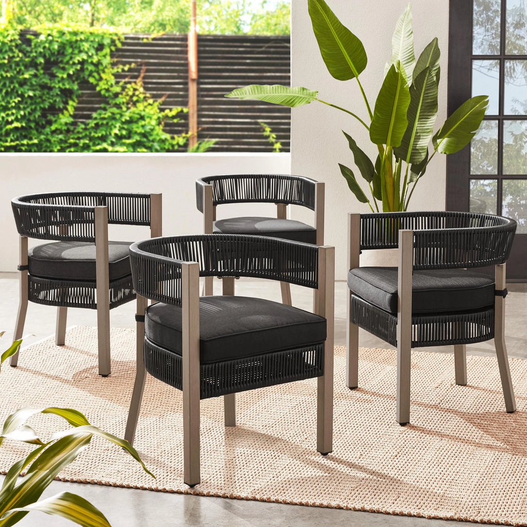 Black 5-Piece Wicker Outdoor Dining Set C796