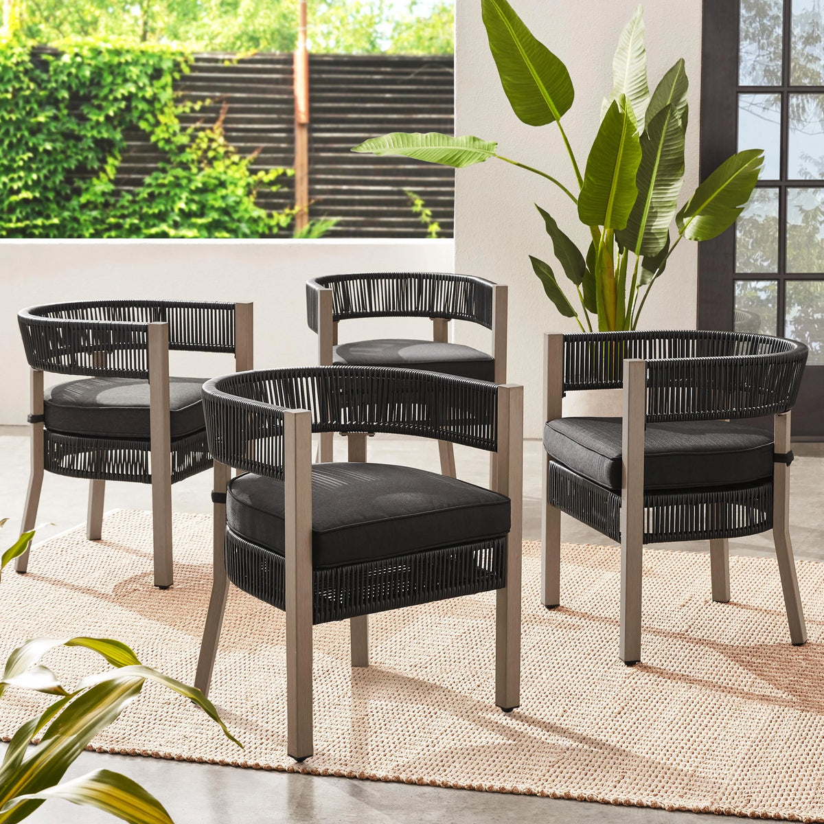 Black 5-Piece Wicker Outdoor Dining Set C796