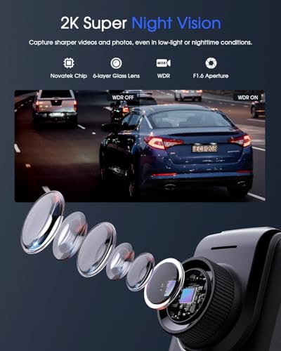 Mini Dash Cam with WiFi, 2K, WDR Night Vision, Parking Monitor U2864