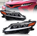 Full LED Projector Headlamp with Sequential Turn Signal DRL for Camry 2018 2019 2020 2021, A Pair Q30014