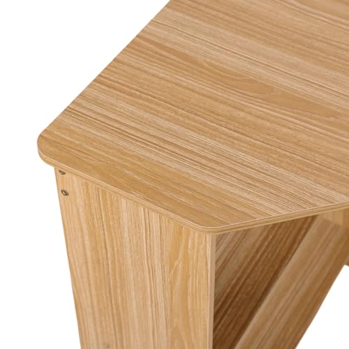 Light Brown Corner Desk with Drawers and Open Shelves J6770