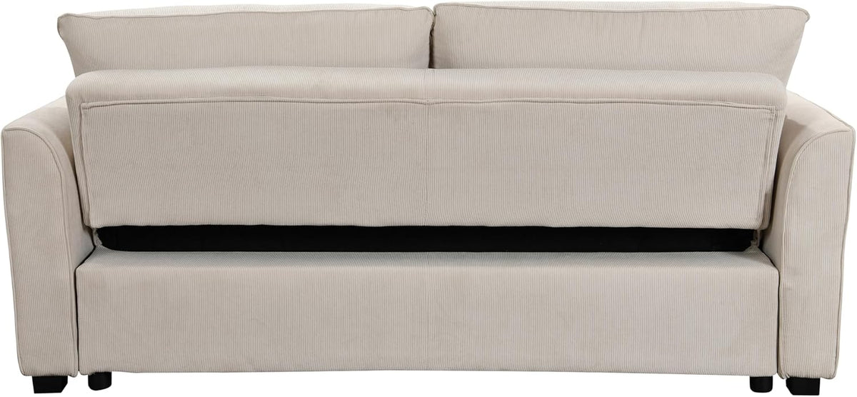 Beige 78 Inch Convertible Sleeper Sofa Bed with Pullout Bed S1447