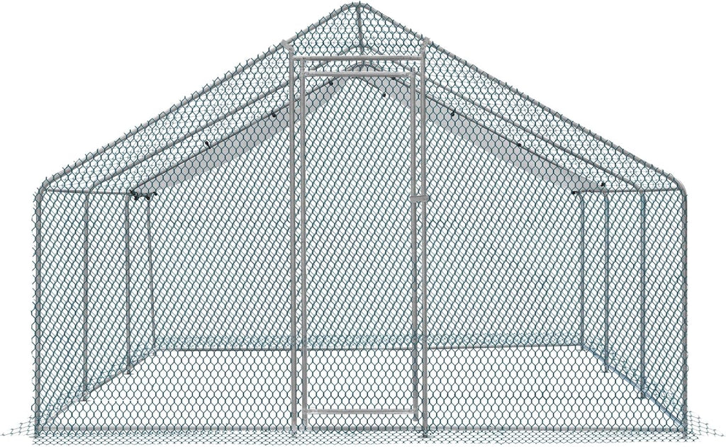 20 x 10 ft Metal Chicken Coop with Waterproof Cover V99044