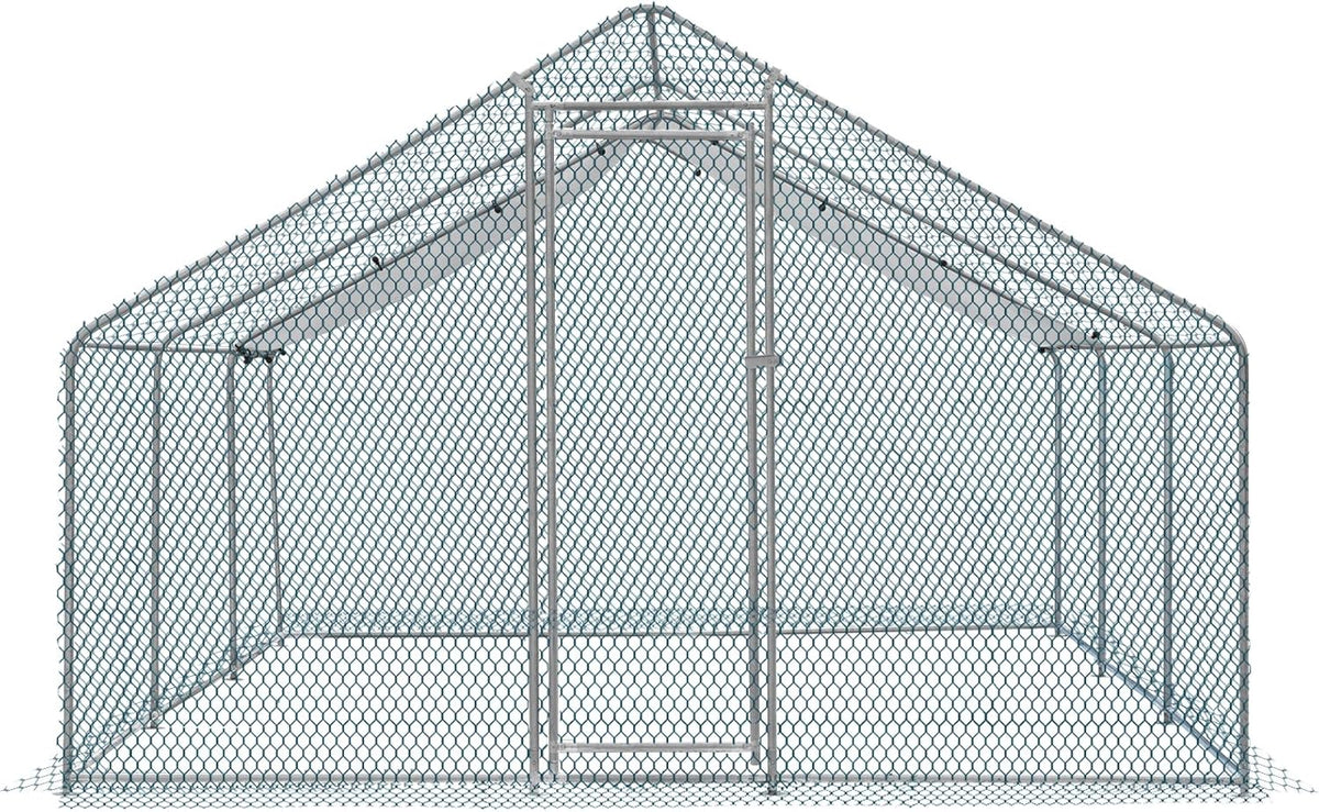 20 x 10 ft Metal Chicken Coop with Waterproof Cover V99044