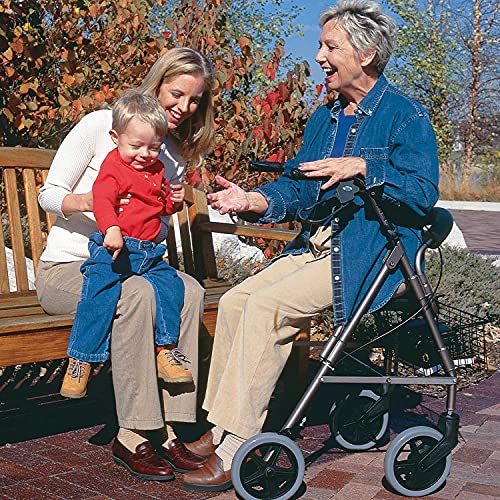 Burgundy Rollator Walker with Extra Wide Seat and Backrest B7043
