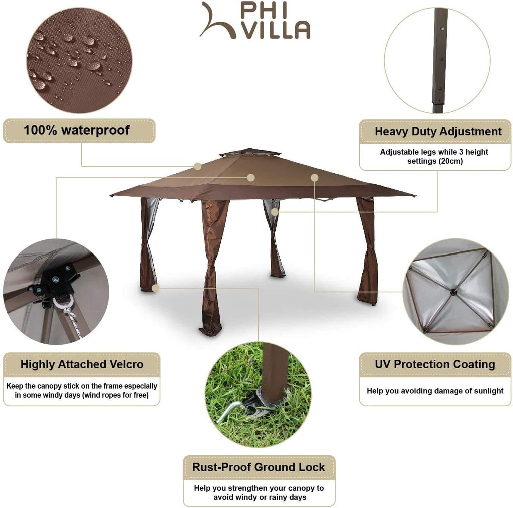 13'x13' UV Block Gazebo Canopy with Hardware Kits X332848