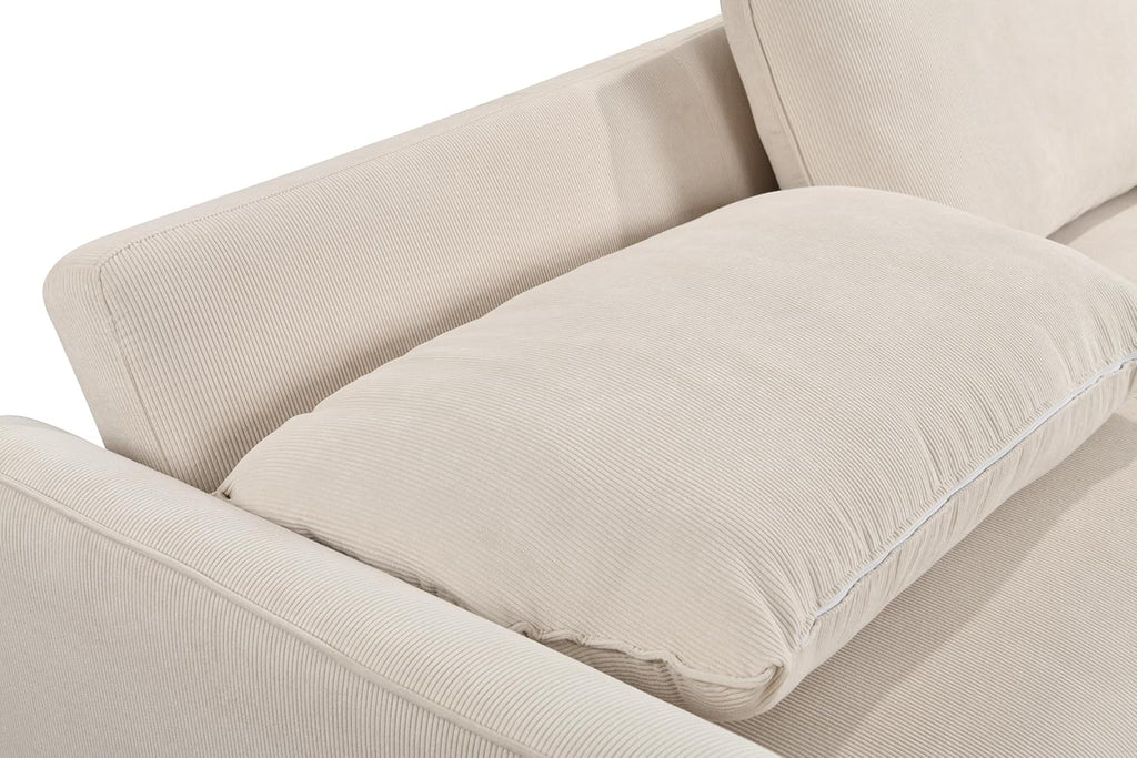 Beige 78 Inch Convertible Sleeper Sofa Bed with Pullout Bed S1447