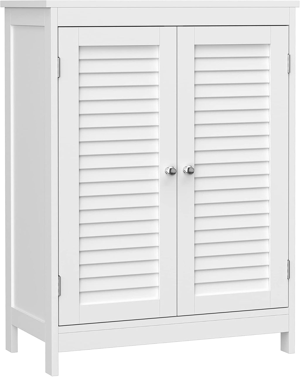 White Bathroom Storage Cabinet with Double Shutter Doors and Adjustable Shelf B4464