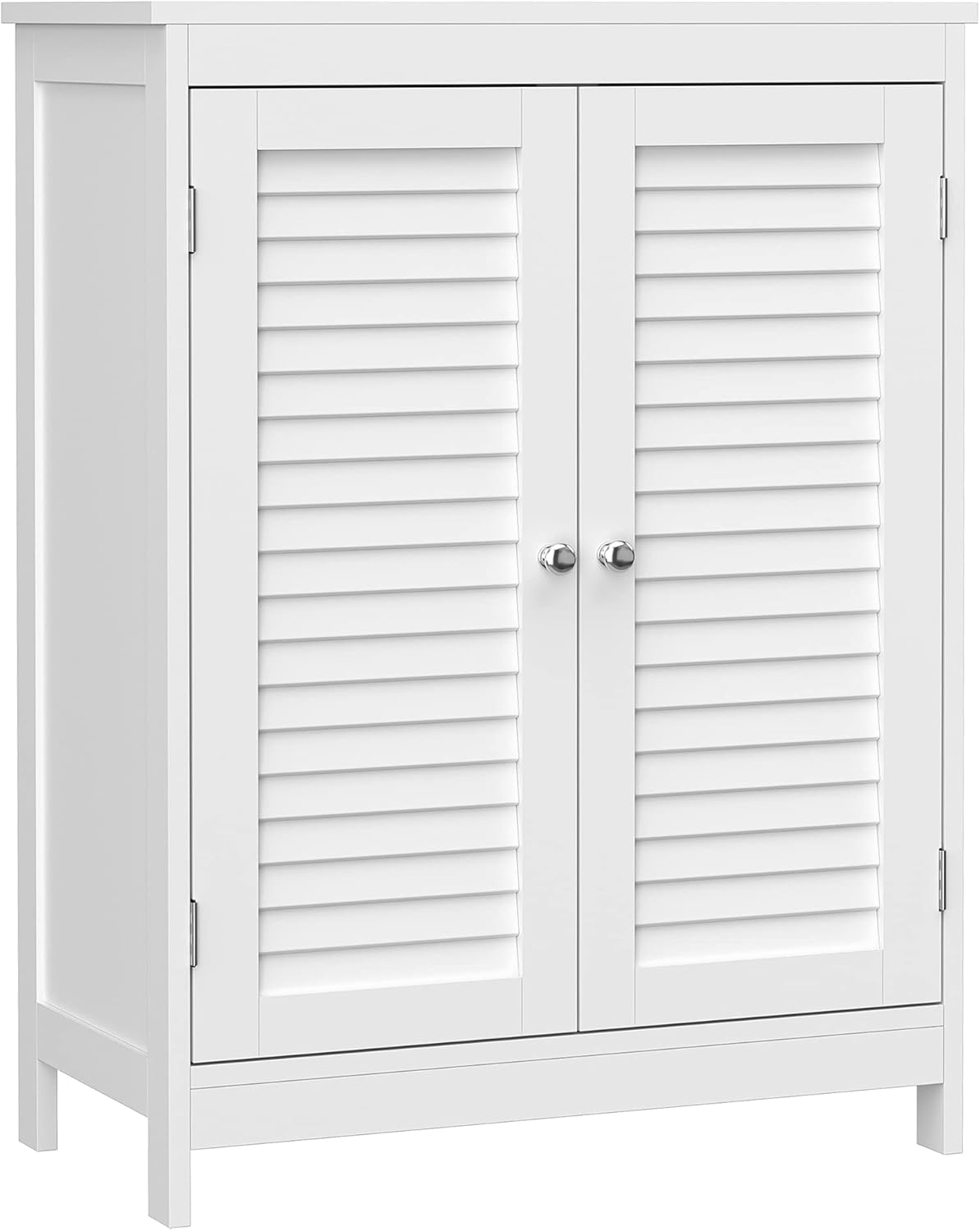 White Bathroom Storage Cabinet with Double Shutter Doors and Adjustable Shelf B4464