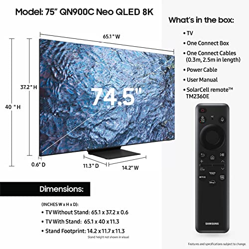 65-Inch Neo QLED 8K Mini LED Smart TV, Titan Black X4886