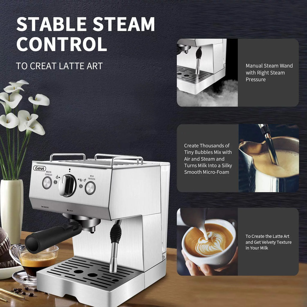Silver Stainless Steel 15 Bar Espresso Machine N12340