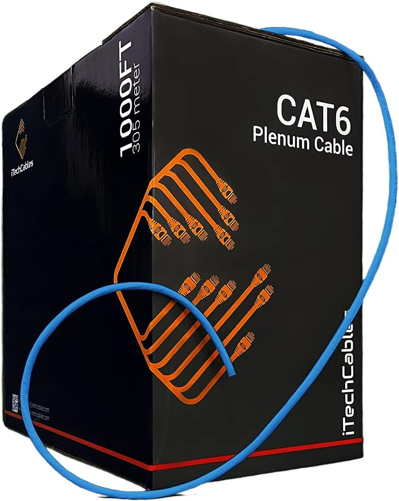 CAT6 Plenum Bulk Ethernet Cable 1000ft 23AWG 4Pair Solid Blue C969927