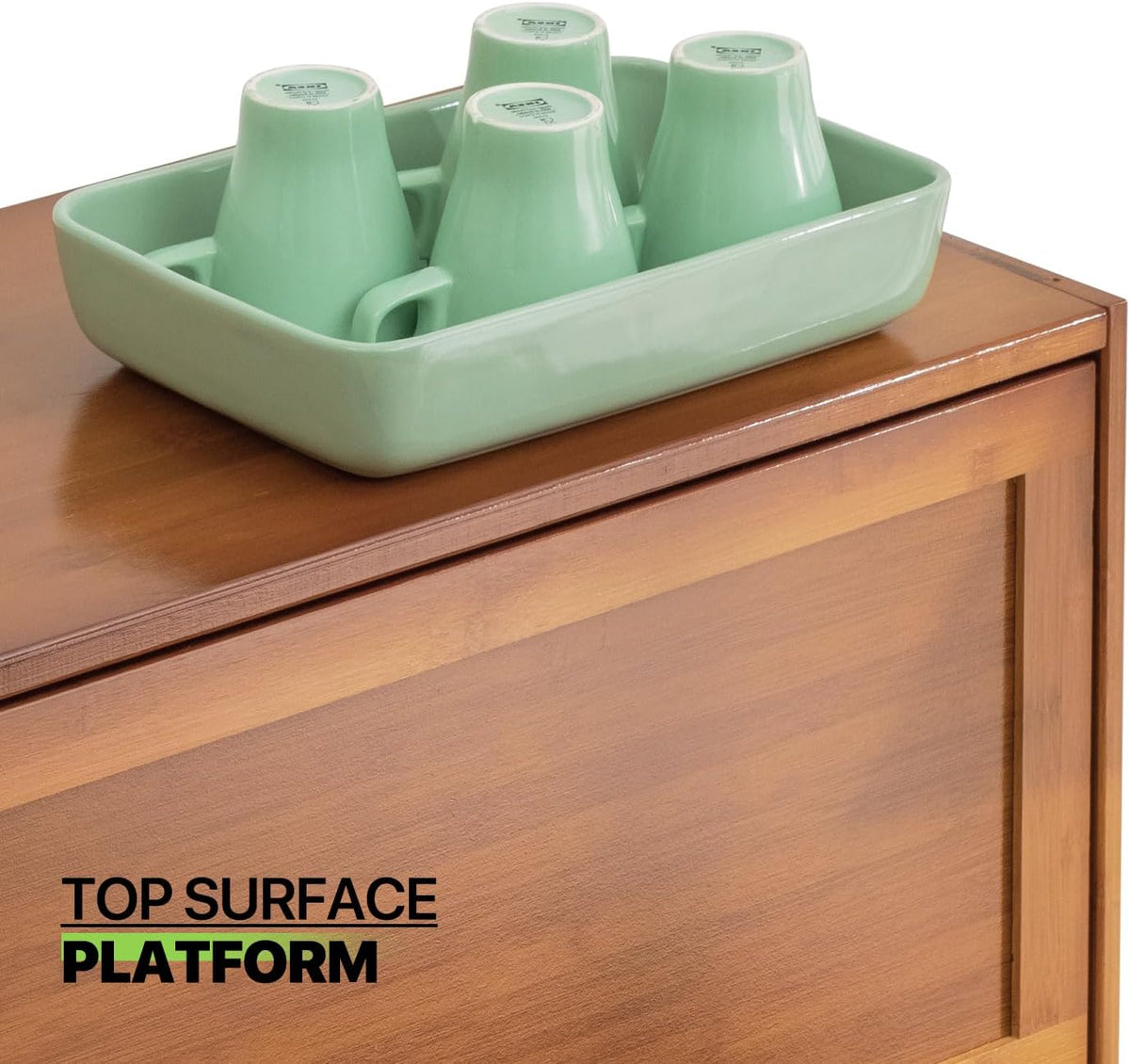 Tall Bamboo Shoe Storage Cabinet with Doors, 10 Tier Freestanding Shoe Shelf Rack B8831