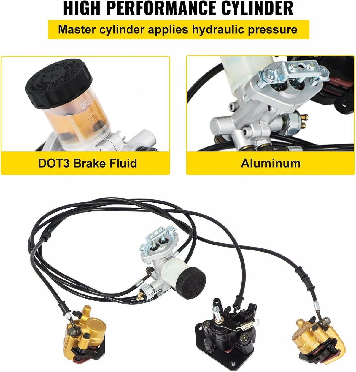 150cc Go Kart Hydraulic Brake Kit with Master Cylinder, Hose, Caliper, Pad P806