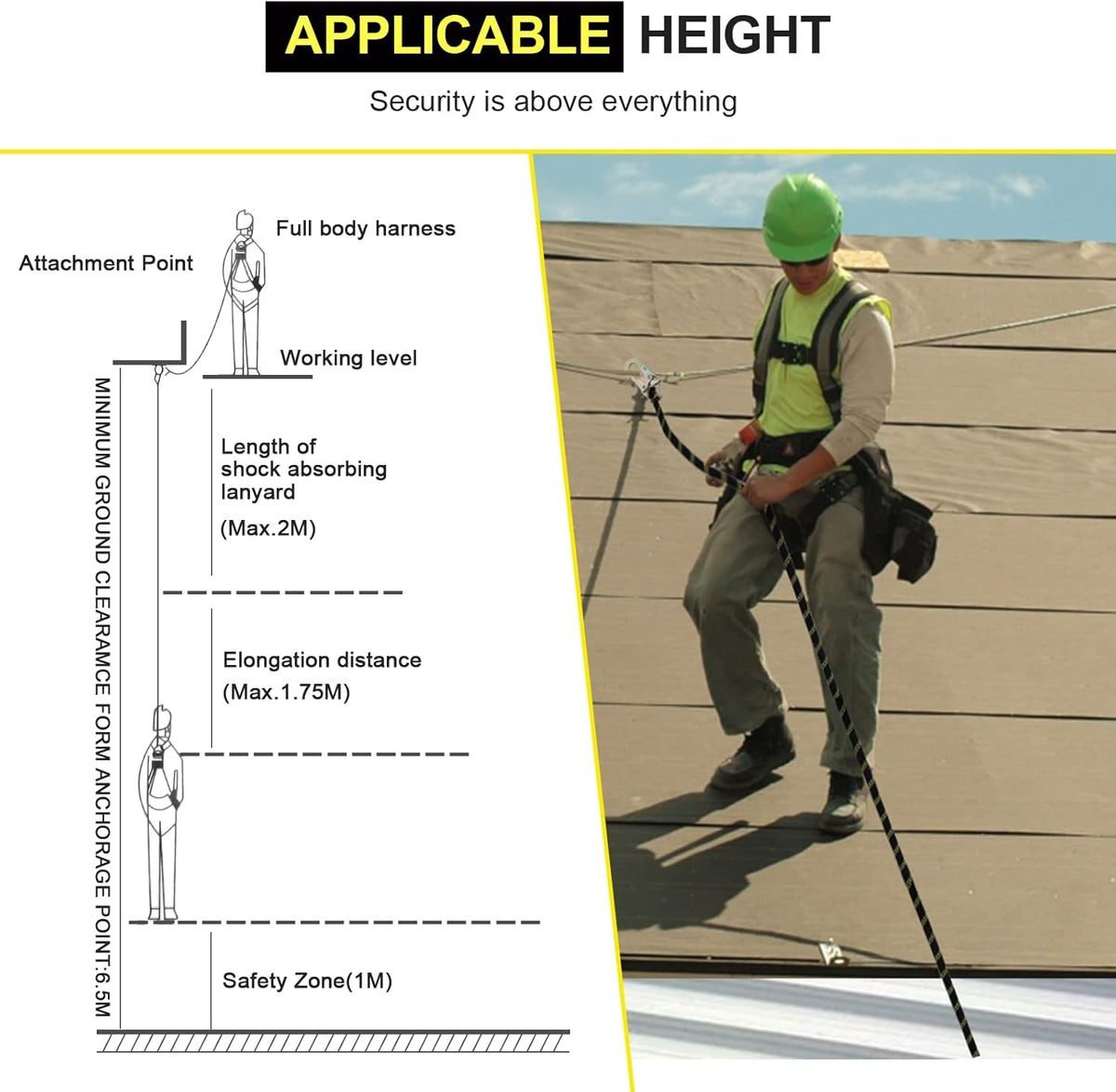 50 ft Vertical Lifeline Rope Assembly with Rope Grab Snap Hooks Y432