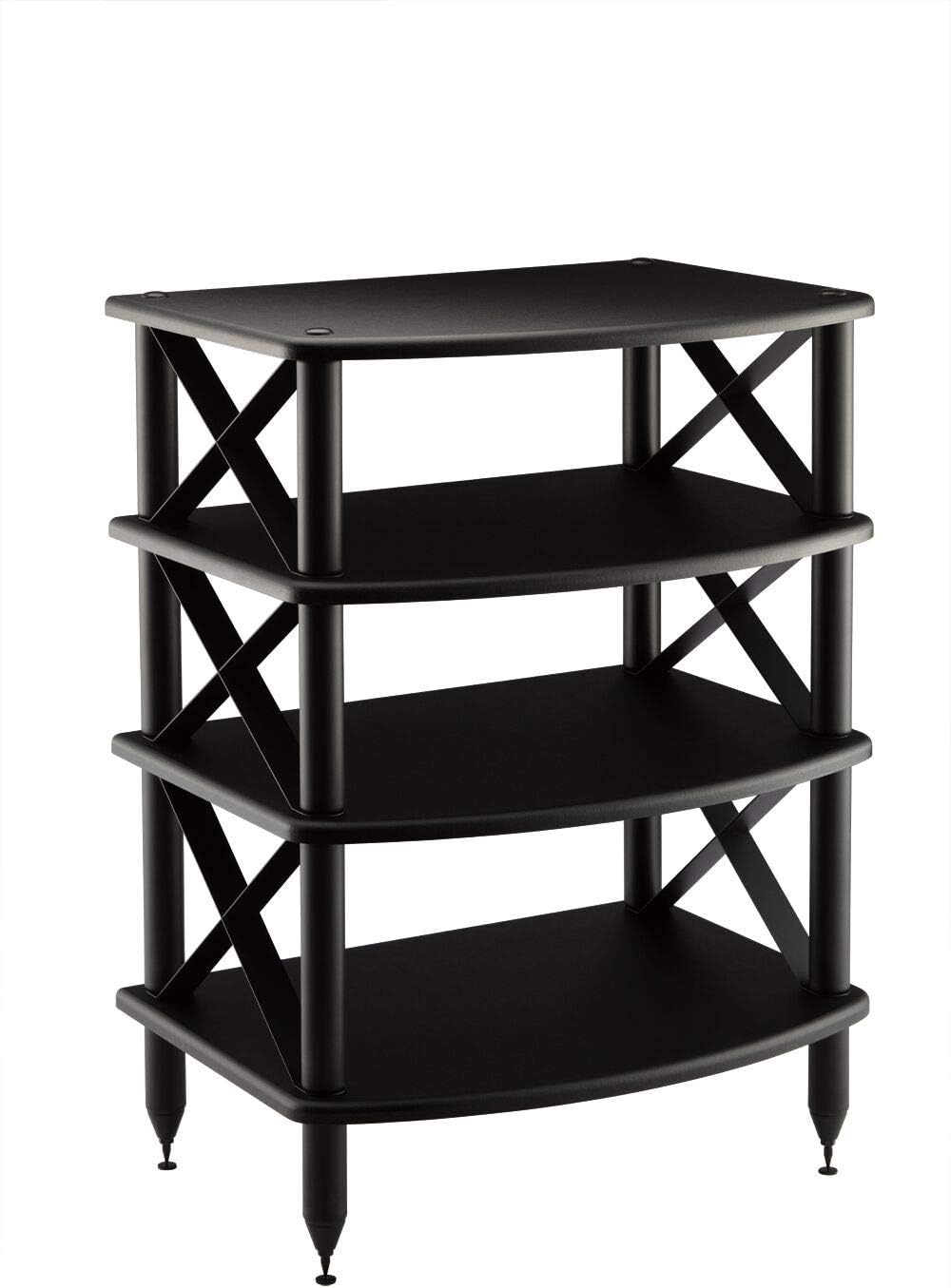 Black Four Shelf Audio Rack Media Stand P14168
