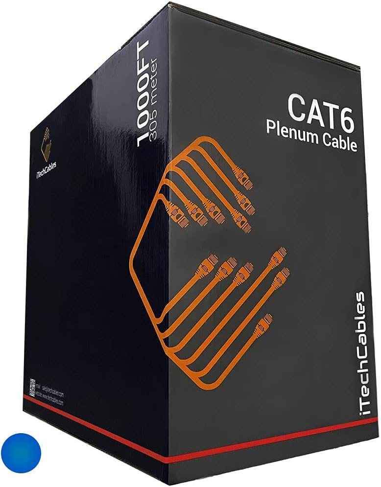 CAT6 Plenum Bulk Ethernet Cable 1000ft 23AWG 4Pair Solid Blue C969927