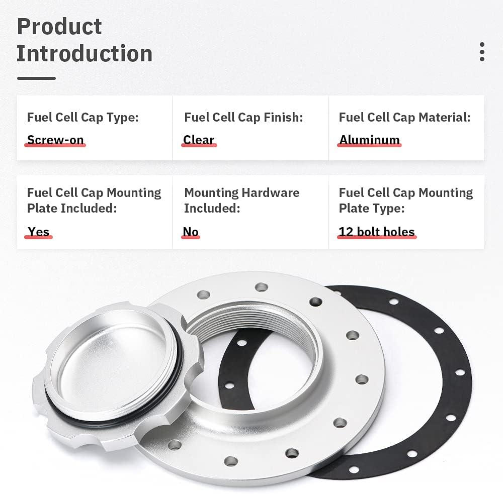 Billet Aluminum Fuel Cell Gas Cap with 12 Hole Bung and Gasket X6805