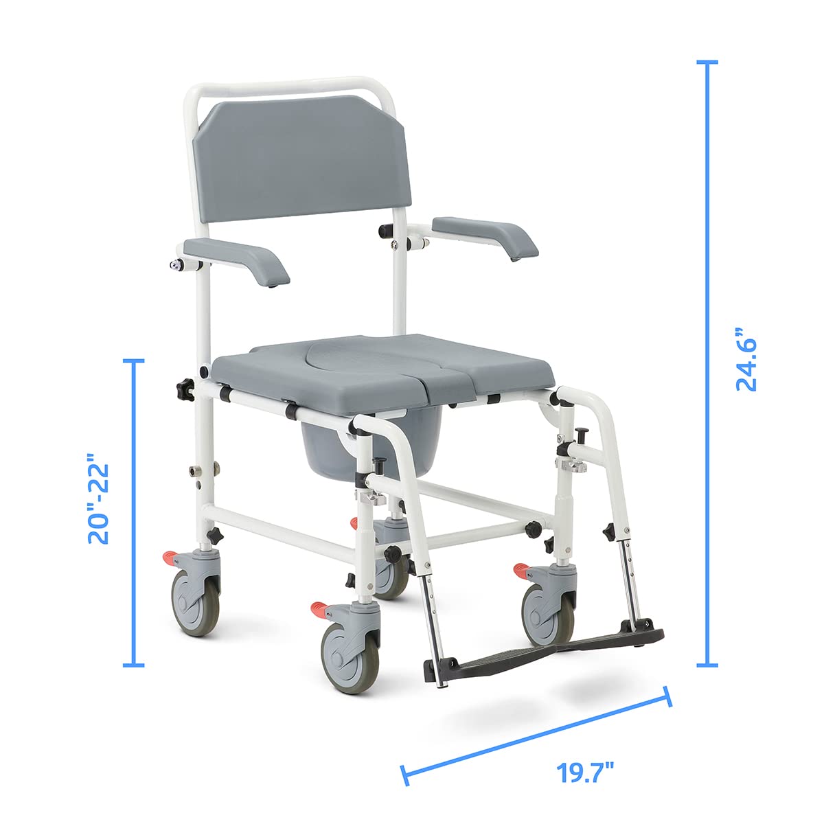 Aluminum Shower Commode Transport Chair, 275 lbs. Capacity P445288